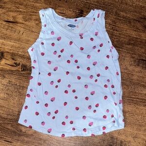 Old Navy Kids Tank Top with Strawberry Pattern - White and Pink